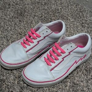 Vans White and Pink Women's Sneakers